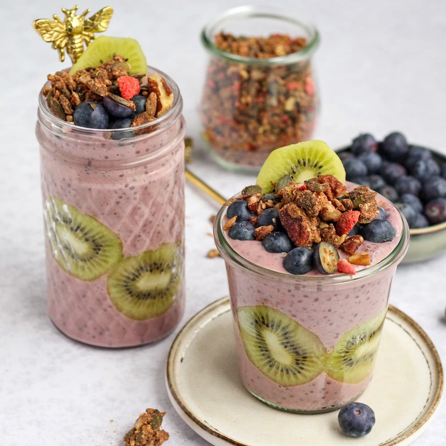 Overnight bieten-banaan chia pudding