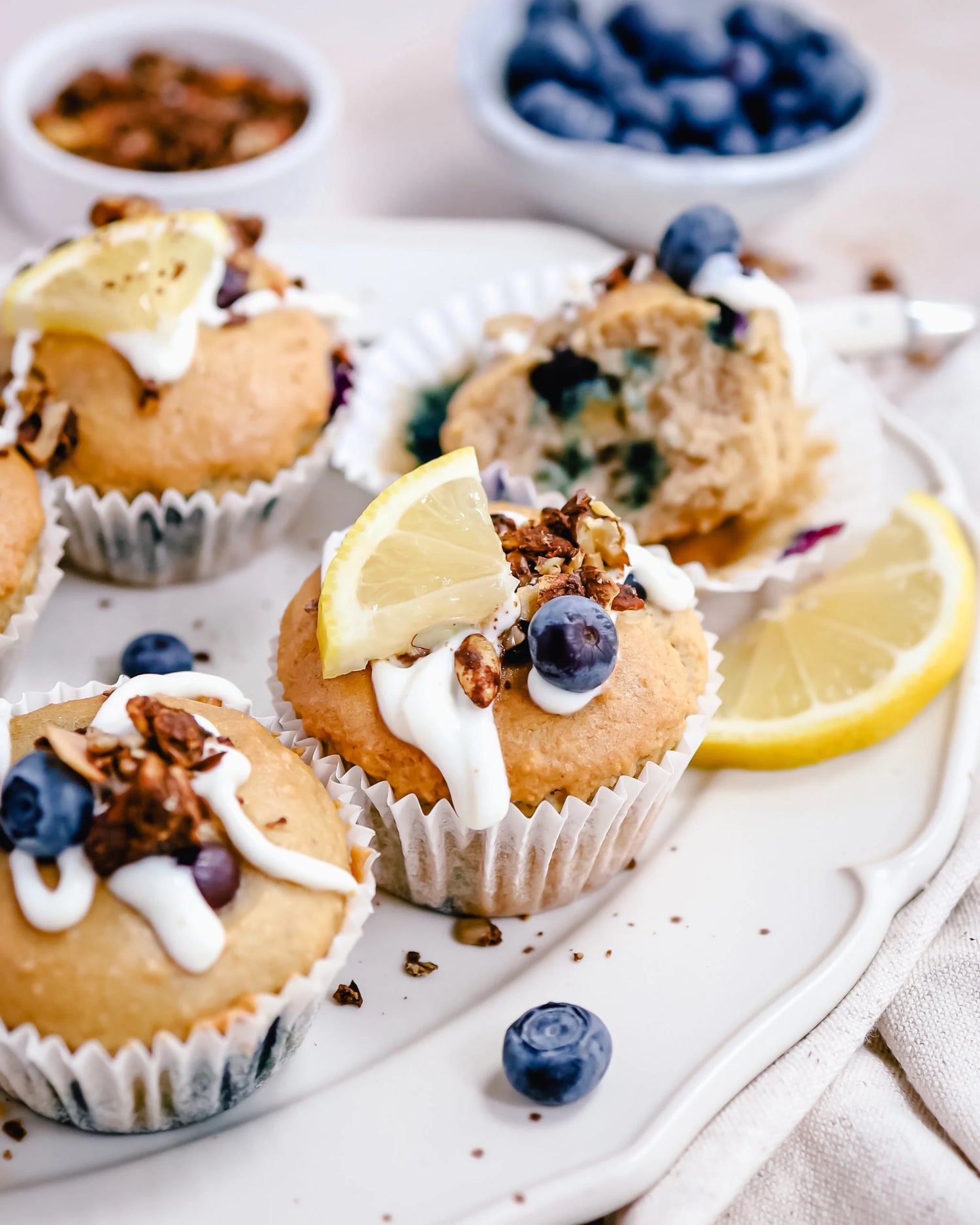 Blauwe bessen-citroen-ontbijtmuffins