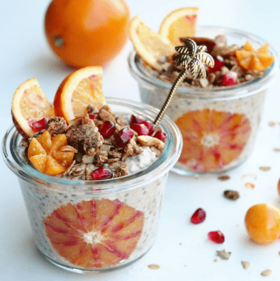 Havermout-chia-pudding met bloedsinaasappel